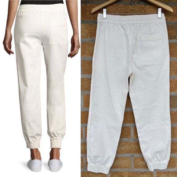 THEORY Cortland Relaxed Cotton Jogger Pants, Ivory size 2 - Picture 3 of 13